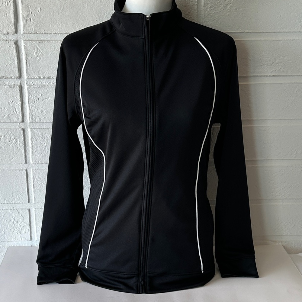 Pebble Beach Black Zip-Up Jacket with White Accents -